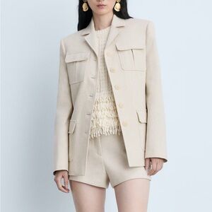 Mango Linen Cotton Tailored Jacket